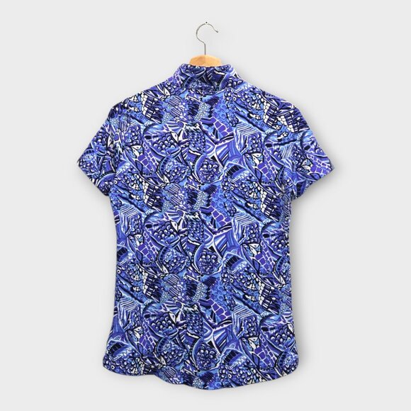 IBKUL Golf Women's Polo Shirt Fish Print (Purple/Blue) - Small - Picture 2 of 2